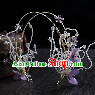 Top Grade Handmade Wedding Bride Hair Accessories Hair Clasp, Traditional Princess Baroque Flowers Hair Clip Headpiece for Women