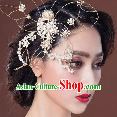 Top Grade Handmade Wedding Bride Hair Accessories Pearl Butterfly Hair Claw, Traditional Princess Baroque Hair Stick Headpiece for Women