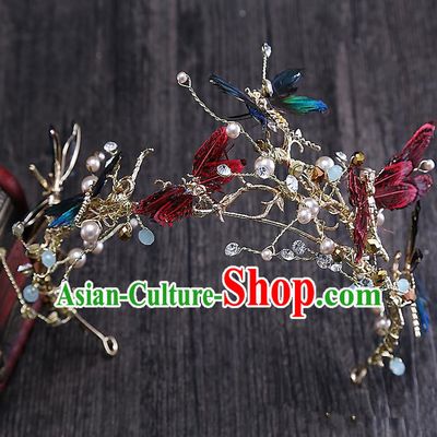 Top Grade Handmade Wedding Bride Hair Accessories Princess Flowers Hair Crown, Traditional Baroque Hair Clasp Headband Headpiece for Women