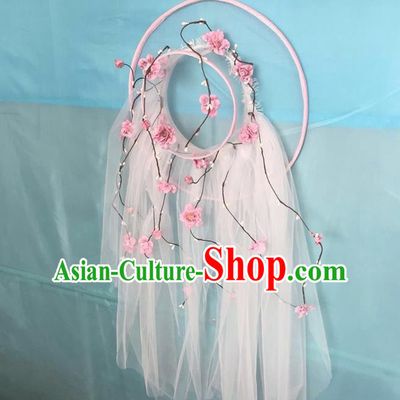 Top Grade Handmade Wedding Bride Hair Accessories Flowers Veil Garland, Traditional Baroque Princess Headband Hair Clasp Headpiece for Women