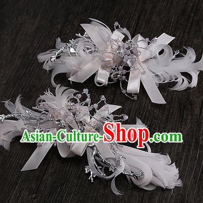 Top Grade Handmade Wedding Bride Hair Accessories Crystal Hair Claw, Traditional Baroque Princess Hair Stick Headpiece for Women