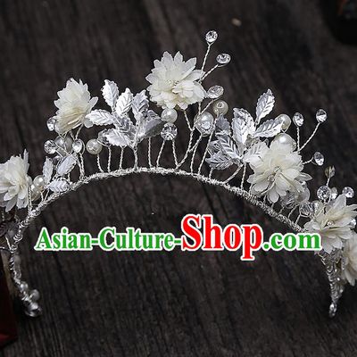 Top Grade Handmade Wedding Hair Accessories Bride Princess Flowers Hair Clasp, Traditional Baroque Queen Retro Royal Crown Wedding Headwear for Women