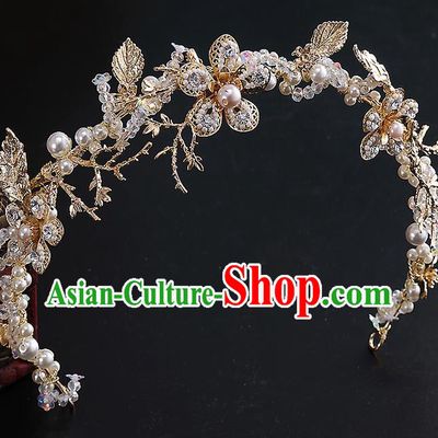 Top Grade Handmade Wedding Hair Accessories Bride Crystal Hair Clasp, Traditional Baroque Princess Pearl Headband Hair Clip Headpiece for Women