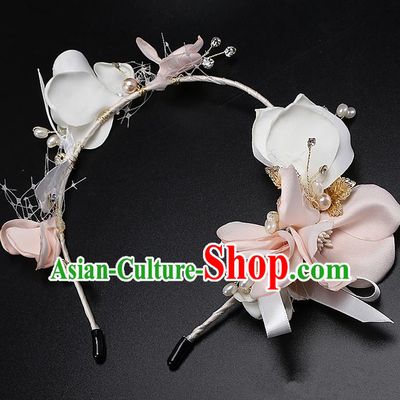 Top Grade Handmade Wedding Dragonfly Hair Accessories Bride Flowers Hair Clasp, Traditional Baroque Princess Hair Clip Headpiece for Women