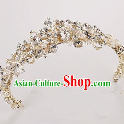 Top Grade Handmade Wedding Hair Accessories Bride Princess Crystal Hair Clasp, Traditional Baroque Royal Crown Wedding Headwear for Women