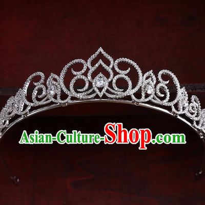 Top Grade Handmade Wedding Hair Accessories Bride Princess Zircon Imperial Crown, Traditional Baroque Crystal Royal Crown Wedding Headwear for Women