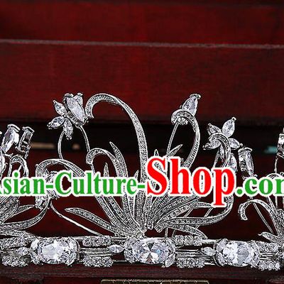 Top Grade Handmade Wedding Hair Accessories Bride Princess Zircon Imperial Crown, Traditional Baroque Diamante Royal Crown Wedding Headwear for Women