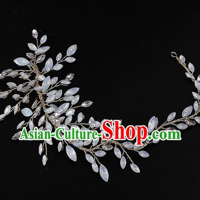 Top Grade Handmade Wedding Dragonfly Hair Accessories Bride Opal Hair Clasp, Traditional Baroque Princess Hair Clip Headband Headdress for Women