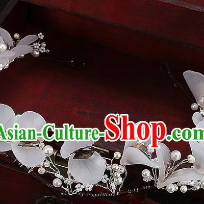 Top Grade Handmade Wedding Dragonfly Hair Accessories Bride Hair Clip, Traditional Baroque Princess Flowers Hair Clasp Headband Headdress for Women