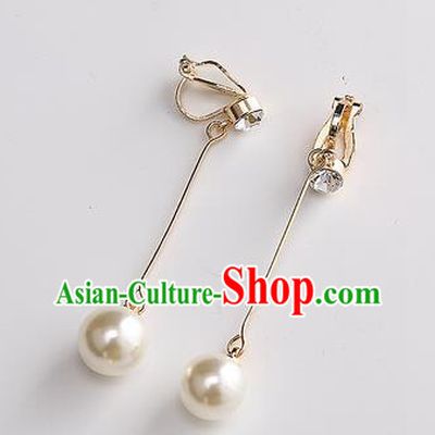Top Grade Handmade China Wedding Bride Accessories Crystal Earrings, Traditional Princess Wedding Pearl Eardrop Jewelry for Women