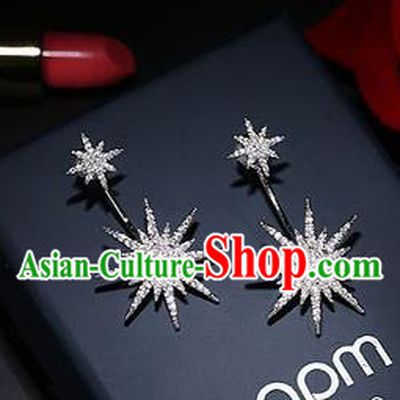 Top Grade Handmade China Wedding Bride Accessories Crystal Star Earrings, Traditional Princess Wedding Eardrop Jewelry for Women