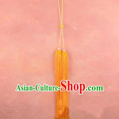 Traditional Chinese Ancient Peking Opera Taiji Sword Tassel, Traditional Chinese Beijing Opera Yellow Long Tassel Straightsword