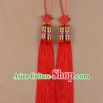 Traditional Chinese Ancient Peking Opera Taiji Sword Tassel, Traditional Chinese Beijing Opera Red Long Tassel Straightsword Hat Tassels