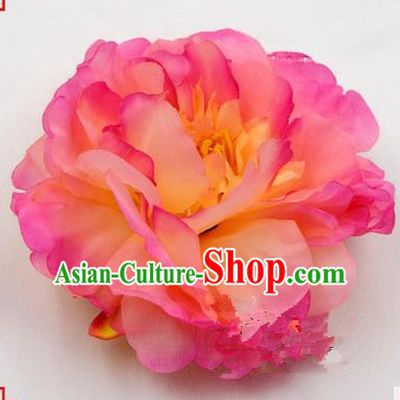 Top Grade Chinese Ancient Peking Opera Hair Accessories Diva Pink Peony Hairpins, Traditional Chinese Beijing Opera Hua Tan Hair Clasp Head-ornaments