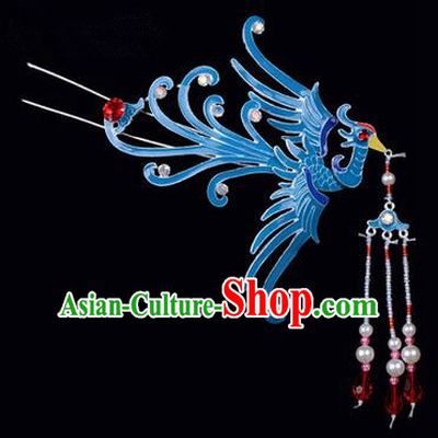 Top Grade Chinese Ancient Peking Opera Hair Accessories Diva Hairpins Phoenix Tassel Step Shake, Traditional Chinese Beijing Opera Hua Tan Hair Clasp Head-ornaments