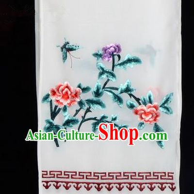 Top Grade Chinese Ancient Peking Opera Accessories Diva Embroidered Belts, Traditional Chinese Beijing Opera Hua Tan White Waist Towel