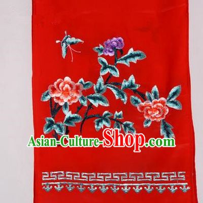 Top Grade Chinese Ancient Peking Opera Accessories Diva Embroidered Belts, Traditional Chinese Beijing Opera Hua Tan Red Waist Towel