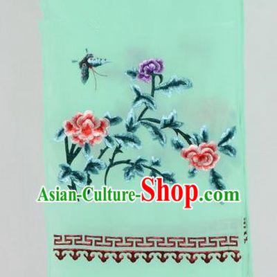Top Grade Chinese Ancient Peking Opera Accessories Diva Embroidered Belts, Traditional Chinese Beijing Opera Hua Tan Green Waist Towel