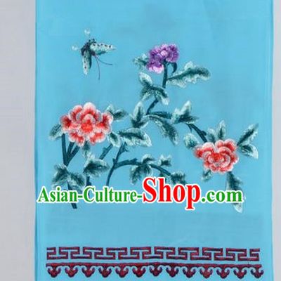 Top Grade Chinese Ancient Peking Opera Accessories Diva Embroidered Belts, Traditional Chinese Beijing Opera Hua Tan Light Blue Waist Towel