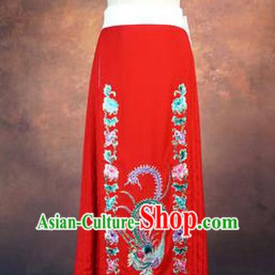Traditional Chinese Beijing Opera Servant Girl Red Dress, China Peking Opera Young Lady Costume Embroidered Opera Skirt
