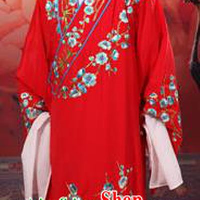 Traditional Chinese Beijing Opera Niche Red Dress Clothing and Boots Complete Set, China Peking Opera Young Men Costume Embroidered Wintersweet Robe Opera Costumes