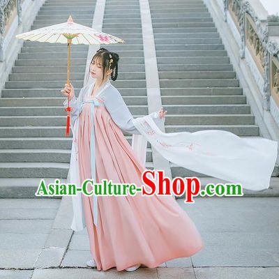 Traditional Chinese Tang Dynasty Young Lady Costume, Elegant Hanfu Clothing Blouse and Ru Skirts, Chinese Ancient Princess Dress for Women