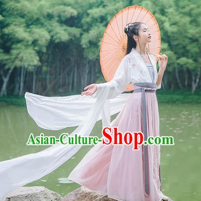 Traditional Chinese Song Dynasty Palace Lady Costume Complete Set, Elegant Hanfu Clothing Embroidered Cardigan Suspenders and Dress, Chinese Ancient Princess Clothing for Women