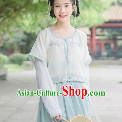 Traditional Chinese Song Dynasty Young Lady Costume, Elegant Hanfu Clothing Embroidered Blouse and Skirts, Chinese Ancient Princess Dress for Women