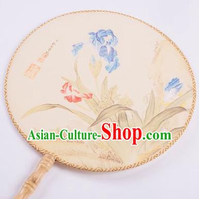 Traditional Chinese Ancient Hanfu Printing Flower Round Fans for Women