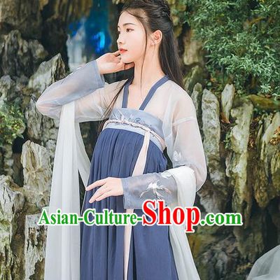 Traditional Chinese Tang Dynasty Palace Princess Costume Complete Set, Elegant Hanfu Clothing Embroidered Cardigan and Dress, Chinese Ancient Princess Clothing for Women