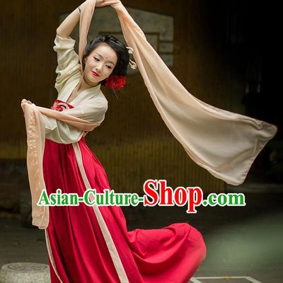 Traditional Chinese Tang Dynasty Palace Princess Dusty Pink Long Ribbons Wearing Silks for Women