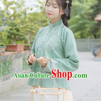 Traditional Chinese Ming Dynasty Young Lady Costume, Elegant Hanfu Clothing Embroidered Stand Collar Blouse, Chinese Ancient Princess Clothing for Women