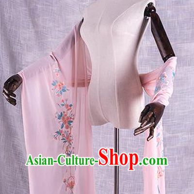 Traditional Chinese Tang Dynasty Palace Princess Embroidered Flowers Hanfu Pink Wide Wearing Silks for Women