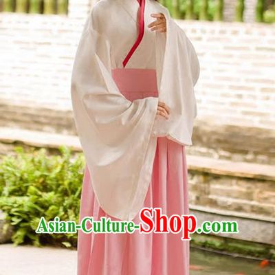 Traditional Chinese Han Dynasty Palace Princess Costume, Elegant Hanfu Clothing Pink Middle-Skirt, Chinese Ancient Princess Clothing for Women