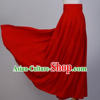 Traditional Chinese Han Dynasty Palace Princess Costume, Elegant Hanfu Clothing Red Middle-Skirt, Chinese Ancient Princess Clothing for Women