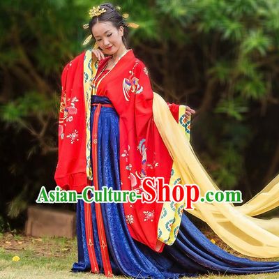 Traditional Chinese Tang Dynasty Palace Empress Wedding Costume Complete Set, Elegant Hanfu Clothing Bride Embroidered Dress, Chinese Ancient Imperial Consort Clothing for Women