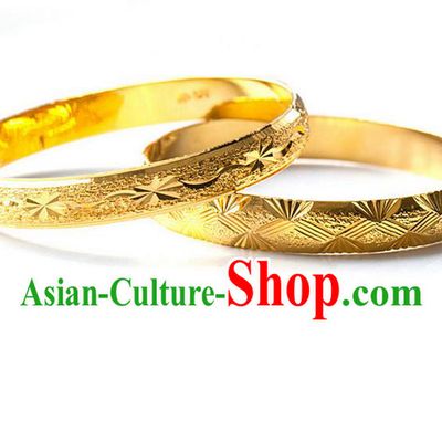 Traditional Chinese Wedding Gold Coating Bracelet, Ancient Chinese Bride Bangle for Women
