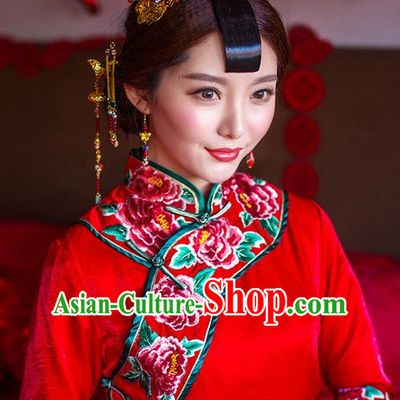 Traditional Chinese Wedding Xiuhe Suit Hair Accessories, Cnina Style Phoenix Coronet Tassel Step Shake, Ancient Chinese Bride Hairpins Head Ornament for Women