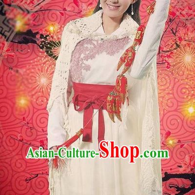 Traditional Chinese Song Dynasty Young Lady Costume, Chinese Ancient Hanfu Dress Jiang Hu Swordswoman Clothing for Women