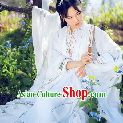 Traditional Chinese Han Dynasty Swordswoman Costume, Elegant Hanfu Cosplay Peri Clothing Ancient Chinese Princess Embroidered Peach Blossom Dance Dress for Women