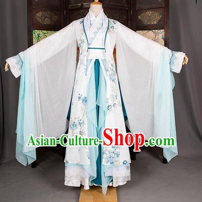 Traditional Chinese Han Dynasty Fairy Costume, Elegant Hanfu Cosplay Peri Clothing Ancient Chinese Imperial Princess Dance Dress for Women