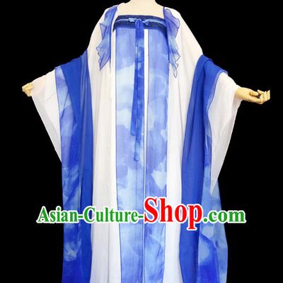 Traditional Chinese Cosplay Imperial Consort Costume, Chinese Ancient Printing Hanfu Tang Dynasty Princess Blue Dress Clothing for Women