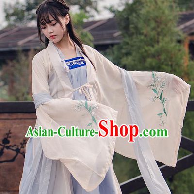 Traditional Chinese Han Dynasty Imperial Princess Costume, Elegant Hanfu Clothing Blouse and Skirts, Chinese Ancient Young Lady Embroidered Cardigan Dress for Women