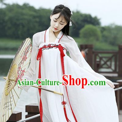 Traditional Chinese Han Dynasty Imperial Princess Costume, Elegant Hanfu Clothing Blouse and Skirts, Chinese Ancient Young Lady Embroidered Wintersweet Dress for Women