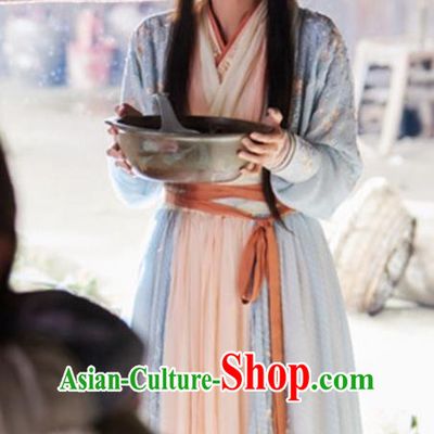 Traditional Ancient Chinese Swordswoman Costume and Headwear Complete Set, The Legend of the Condor Heroes Chinese Song Dynasty Heroine Huang Rong Hanfu Clothing for Women
