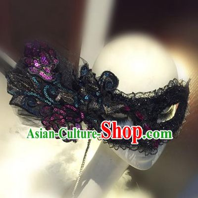 Top Grade Chinese Theatrical Headdress Traditional Ornamental Colorful Paillette Mask, Brazilian Carnival Halloween Occasions Handmade Deluxe Mask for Women