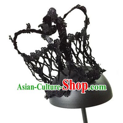 Top Grade Chinese Theatrical Headdress Traditional Ornamental Lace Royal Crown, Brazilian Carnival Halloween Occasions Handmade Vintage Headwear for Women