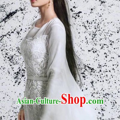 Traditional Ancient Chinese Young Lady Costume and Headpiece Complete Set, Princess Agents Chinese Southern and Northern Imperial Princess Embroidered Elegant Dress Clothing