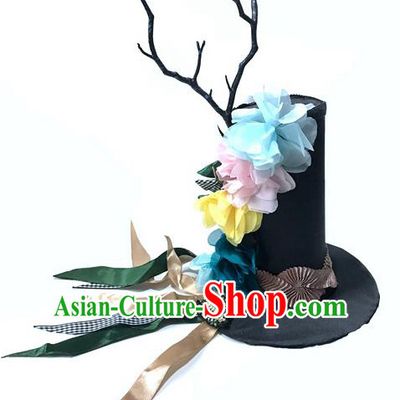 Top Grade Chinese Theatrical Headdress Ornamental Masquerade Flowers Top Hat, Brazilian Carnival Halloween Occasions Handmade Miami Headwear for Women