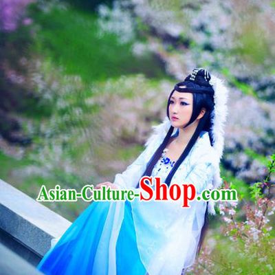 Traditional Ancient Chinese Young Lady Blue Dance Costume, Chinese Tang Dynasty  Fairy Dress Hanfu Embroidered Clothing for Women